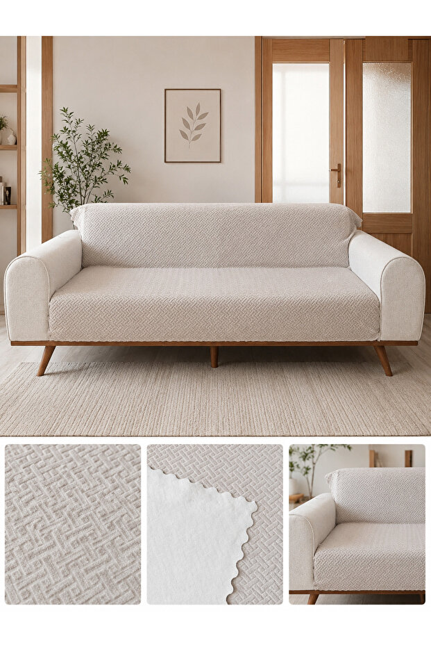 Non-Slip Base Sponge Sofa Cover - Sofa Bed Cover 170X210 Brick Mink Color