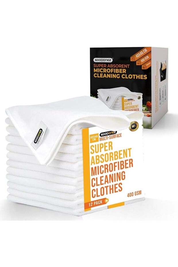 12 Pack Microfiber Cleaning Cloth | Size 40x40cm | Thickness 400gsm | All Purpose Microfiber Towels