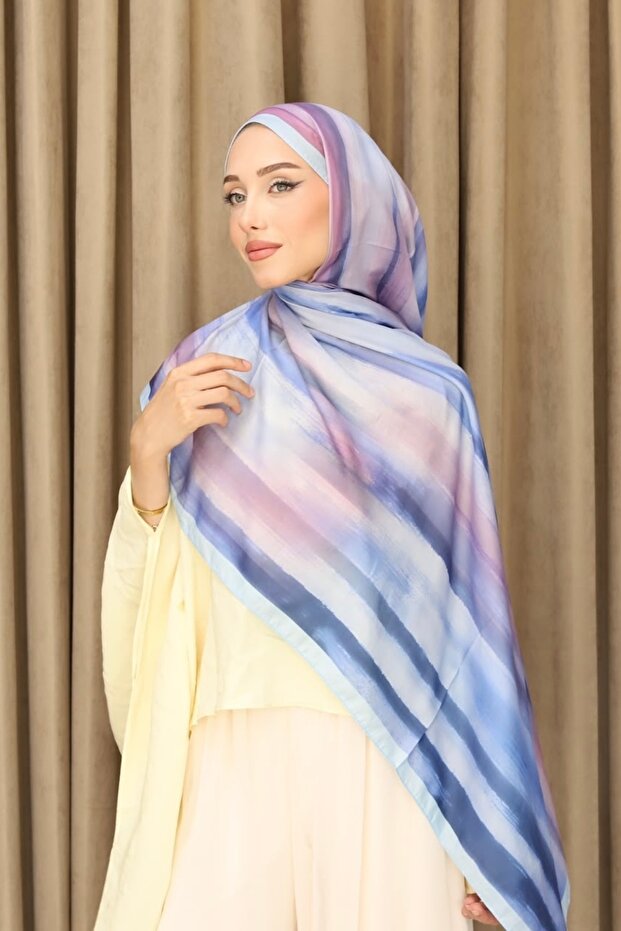Blue Aqua Patterned Soft Shawl