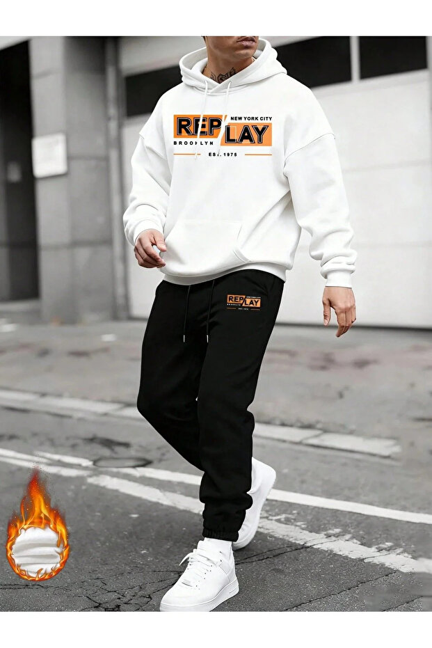 Tracksuit Set Sweatshirt Tracksuit Oversize Shaped Comfortable Fit Quality Fabric Replay Printed