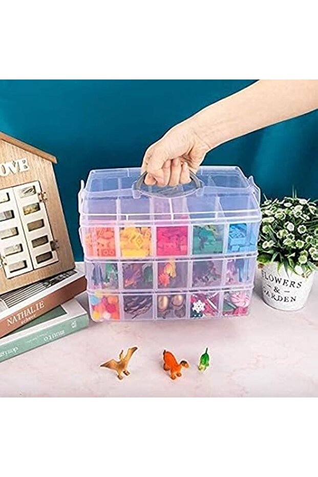 Stackable Storage Container Box, Multi-Compartment Plastic Storage Solution for Craft Suppl - 4