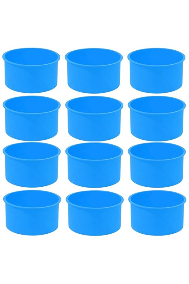12pcs Silicone Cake Mold Baking Round Cake Molds 4 Inch Non-Stick Baking Pan Kitchen Silicone Cake Molds for Baking (Blue, 4inch)