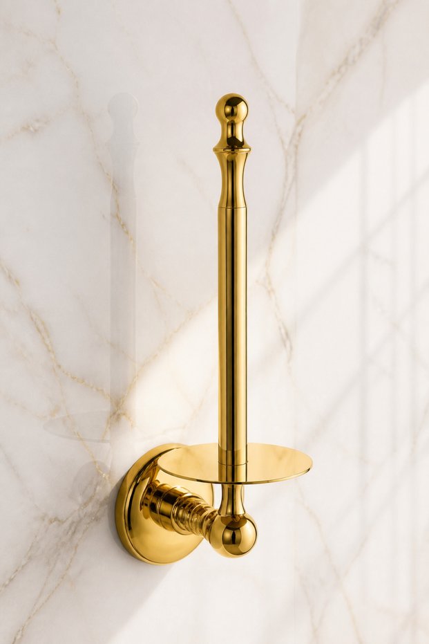 Gold Retro Vertical Toilet Paper Holder Complete Brass Material Refillable Bathroom Toilet Paper Holder Gold Color