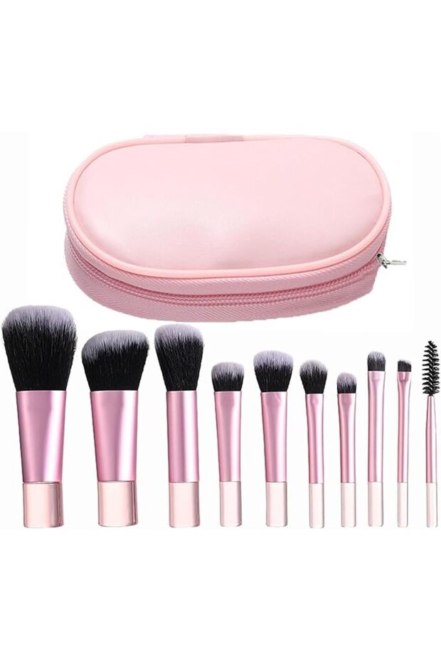 Travel Make Up Brush Set, with Pouch, Professional Brush Set, Mini Complete Function Cosmetic