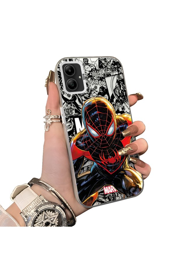 Samsung Galaxy A05 Compatible Spiderman Patterned Silicone Edge Hard Back Case Couple Phone Case