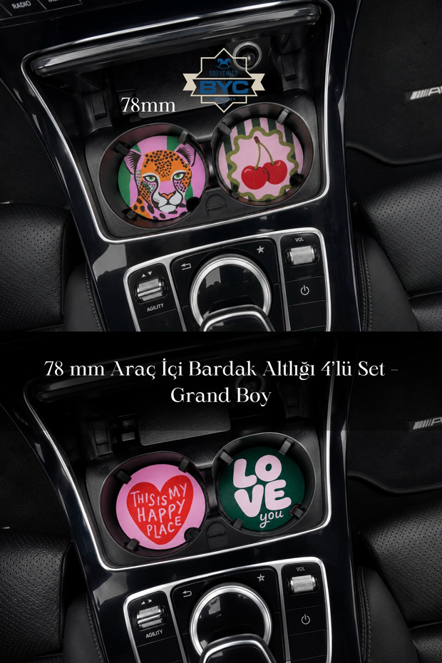 78 mm In-Car Coasters Set of 4 – Large Size