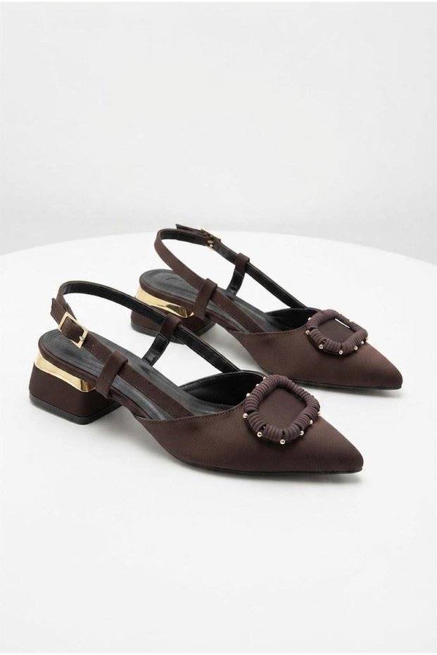 2058-103 4 cm Low Heeled Women's Shoes with Satin Buckle Accessories