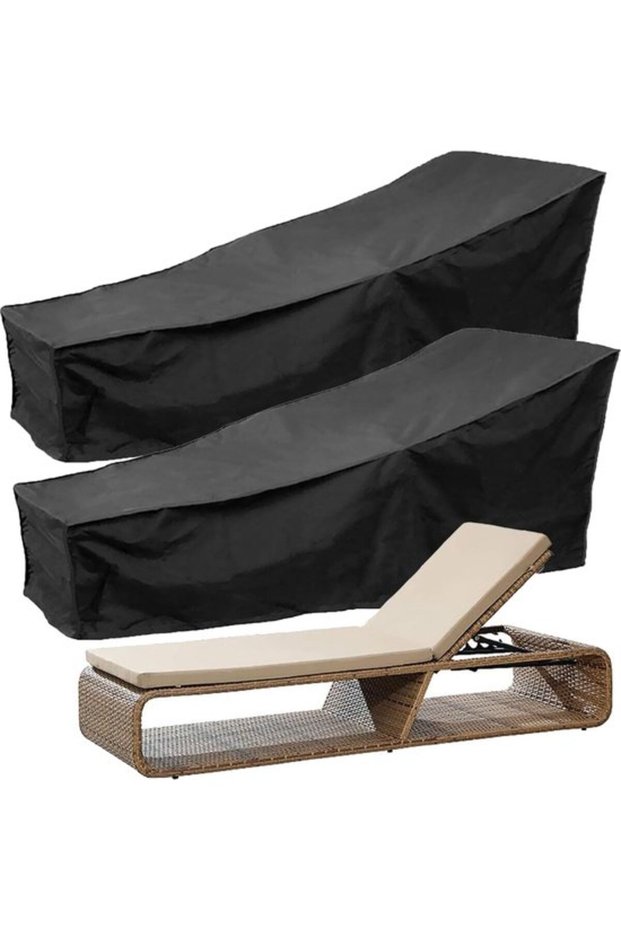 Two-piece garden chair cover set with drawstring - 210x75x80 cm Waterproof furniture lounger UV resistant Suitable for sunbeds and loungers