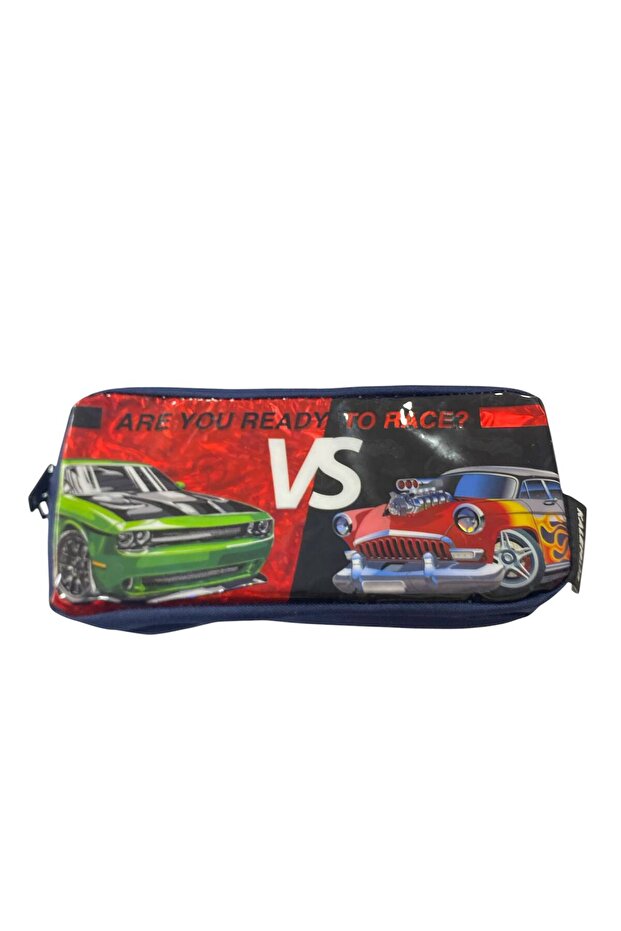 Patterned 2-Compartment Pencil Bag for Boys