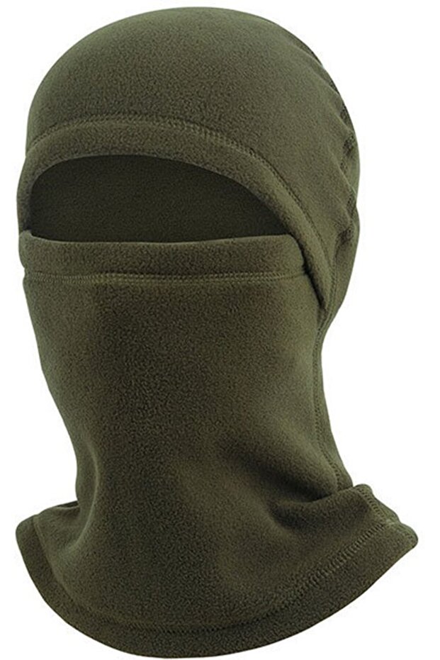 Fleece hat navy blue windproof ski/cycling face mask neck strap.