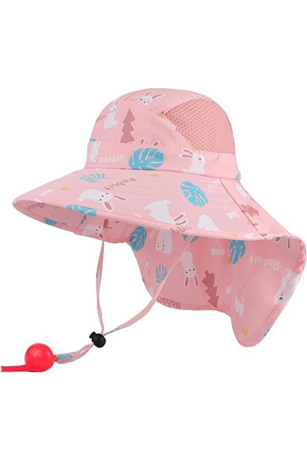 Kids wide-brim breathable bucket UV blue whale.