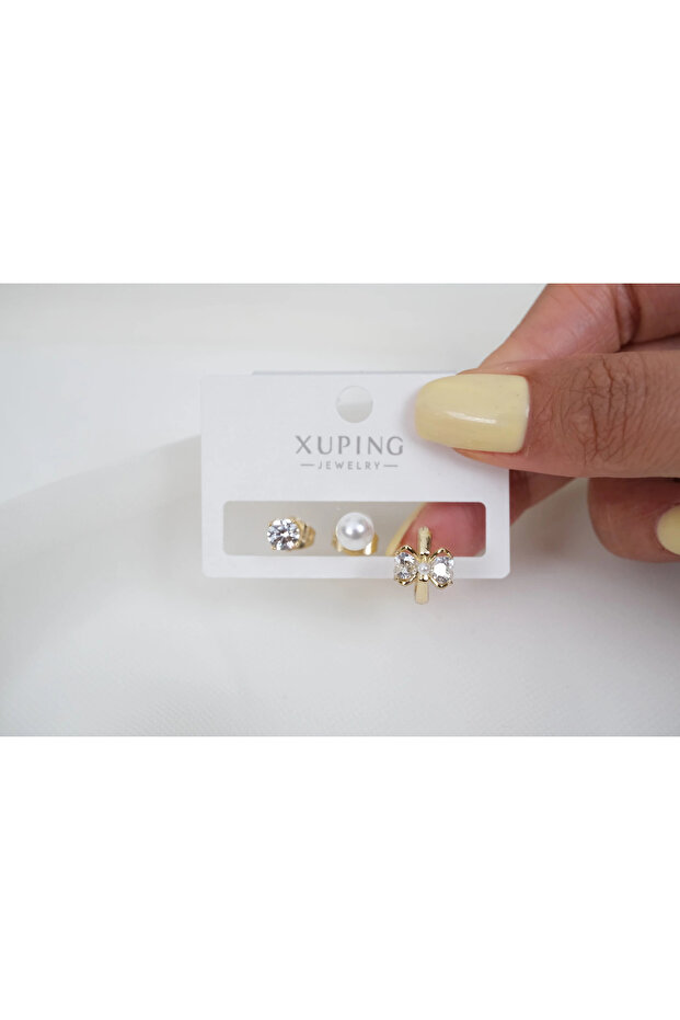 Çkp3027 Special Series Bow-Figured Zircon Stone Earring Set