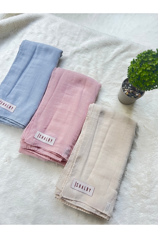 Hijab Plain Cotton Crash Shawl Set of 3