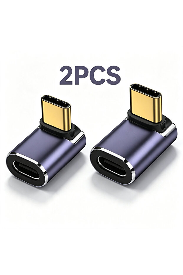 2PCS CGCM-LT NNBILI 2Pcs USB4.0 40Gbps Adapter 90 Degree Right Angle USB Type C Male to Female Adapt
