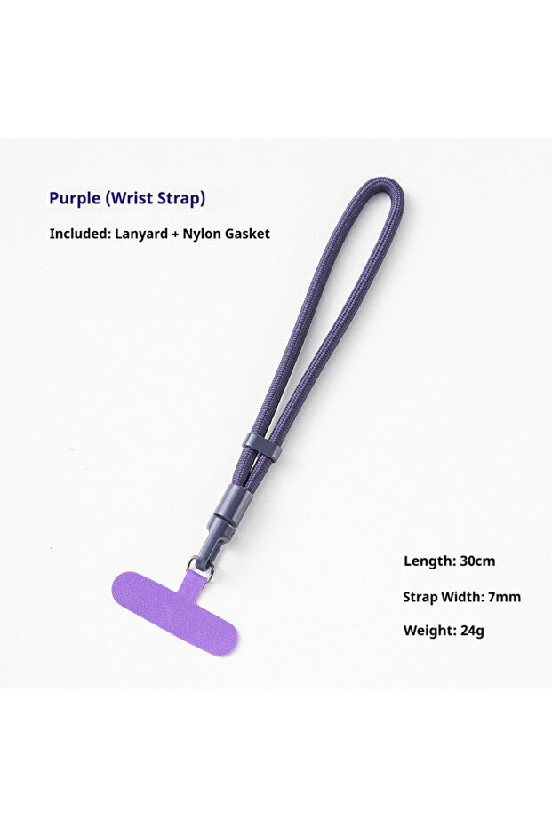 Purple Adjustable Safety Anti-Lost Mobile Phone Lanyard Wrist Strap with Gasket Hanging Chain Durabl