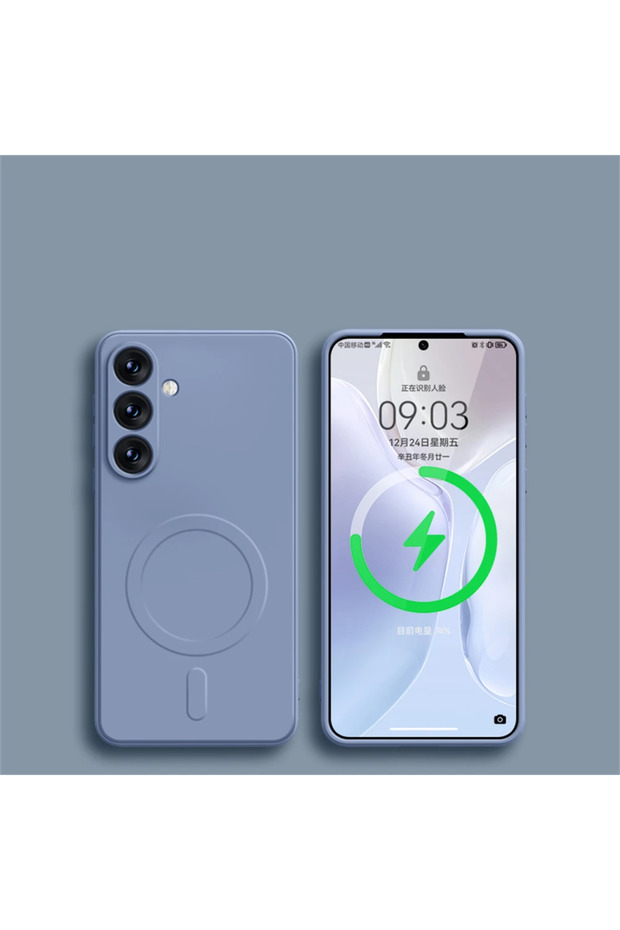 Galaxy S25 Gray Liquid Silicone Magnetic Case For Samsung Galaxy S26 Ultra S25 S24 S23 FE S22 Plus P