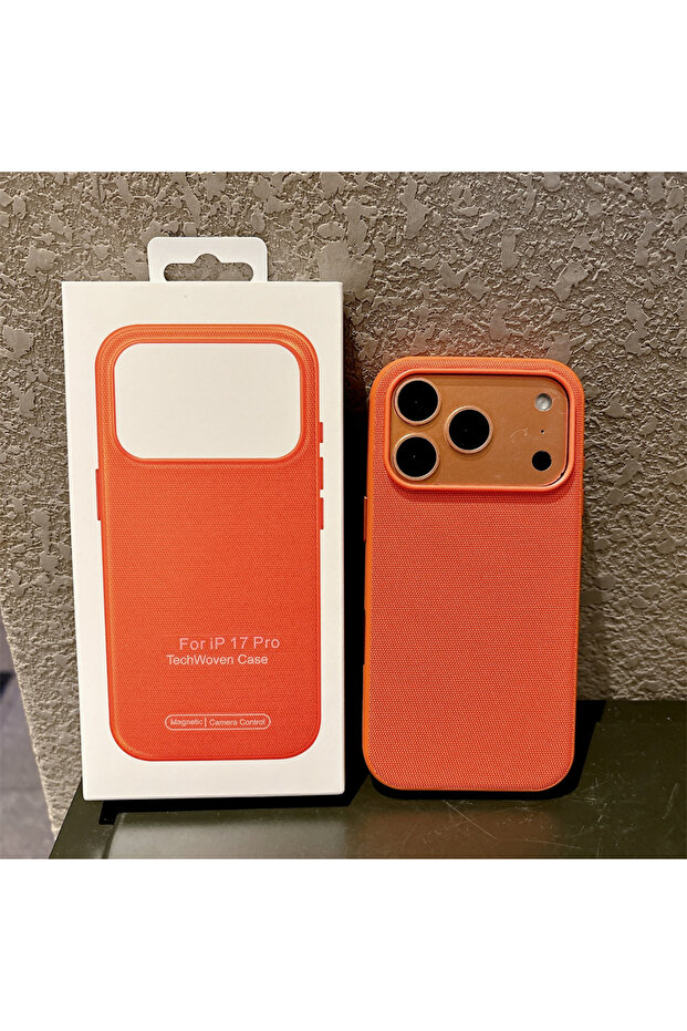 iPhone17 Pro Max Orange High Quality Technology Woven Camera Control Case For iPhone 17 16 15 14 13