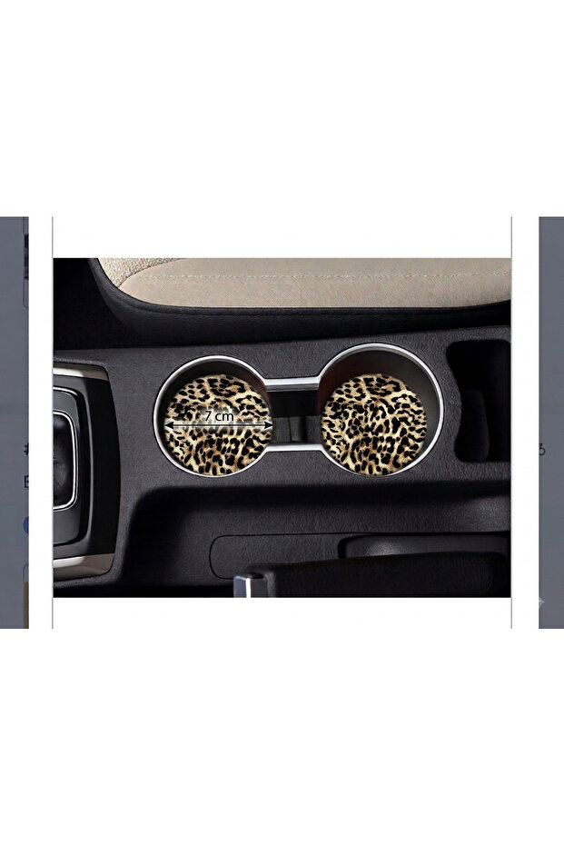 Leopard Patterned Luxury Car Cup Holder Coasters Set of 2 - 7 cm