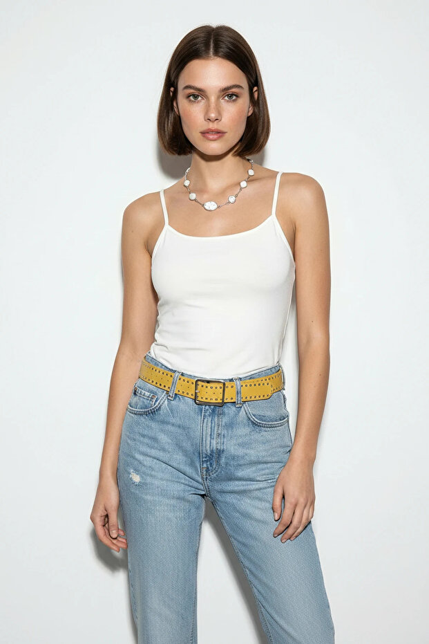 Women's Thin Strap Basic Athlete Top White