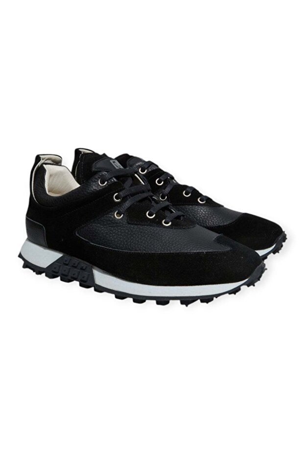 Black Color Lace-Up Genuine Leather Men's Shoes