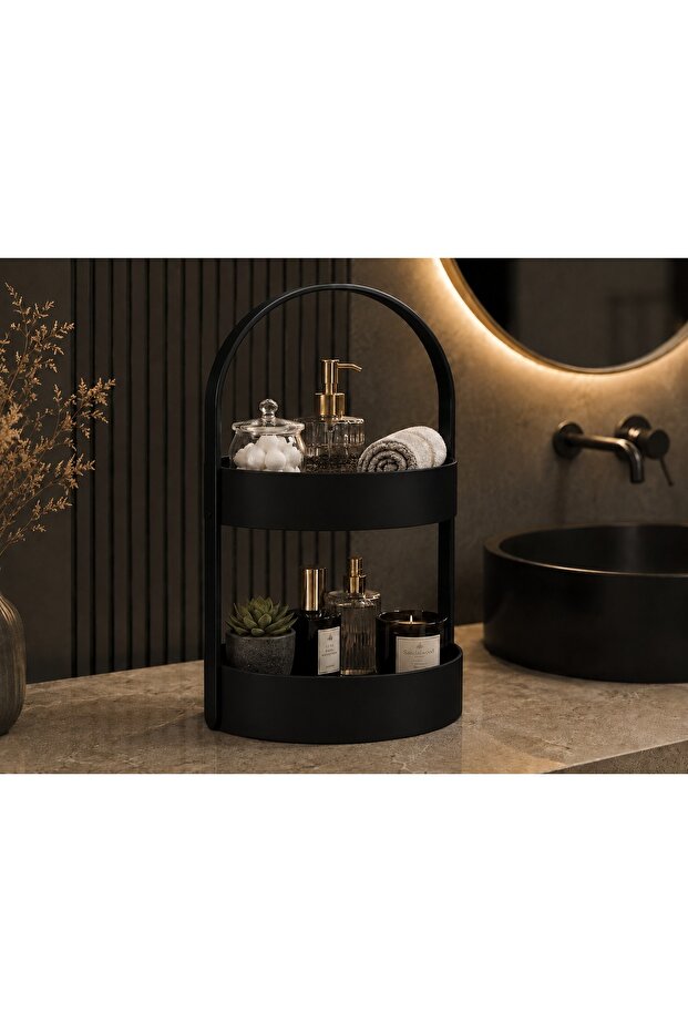3D Printing Two-Tier Bathroom Organizer - Portable Organizer and Storage Stand-Black