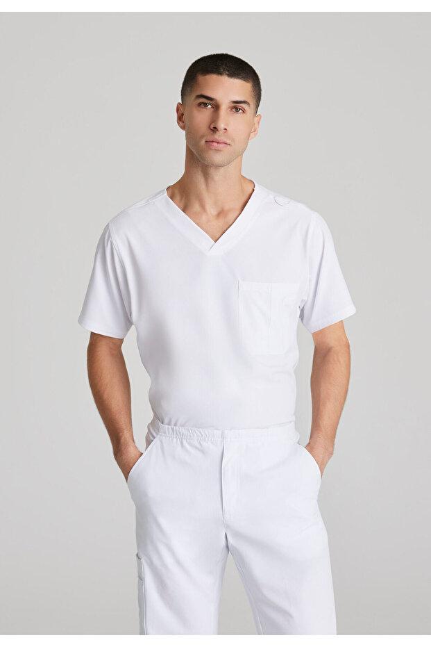 Sk0112 Structure Men's Scrubs Top - Imported, 4-Way Stretch, V-Neck, and Comfortable Doctor/Nurse Uniform