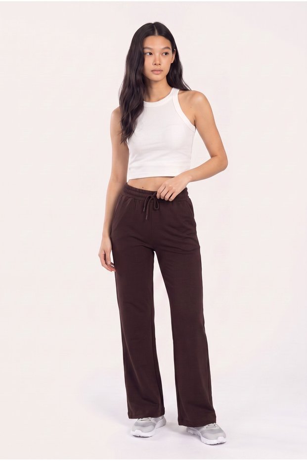 Women's High Waist Elastic Waist Lace-Up Palazzo Sweatpants