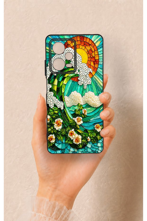 Redmi Note 12 Pro 5g Compatible Mosaic Ocean Wave Pattern Silicone Case