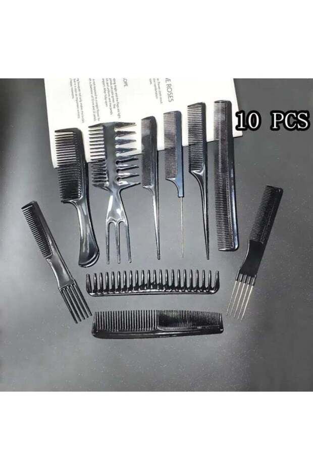 10Pcs Hair Styling Comb Set, Professional Rat Tail Combs, Wide Tooth & Fine Tooth Hair Combs for Hair Parting, Sectioning, Braiding, Teasing & Styling, Unisex Hairdressing Tools