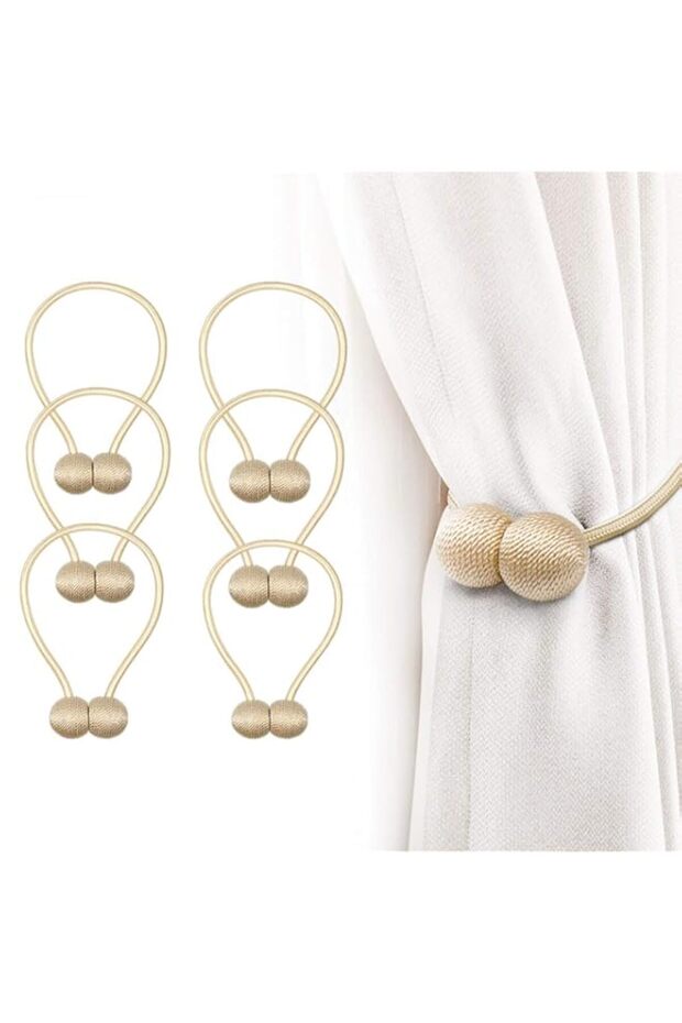Magnetic Curtain Tiebacks Beige