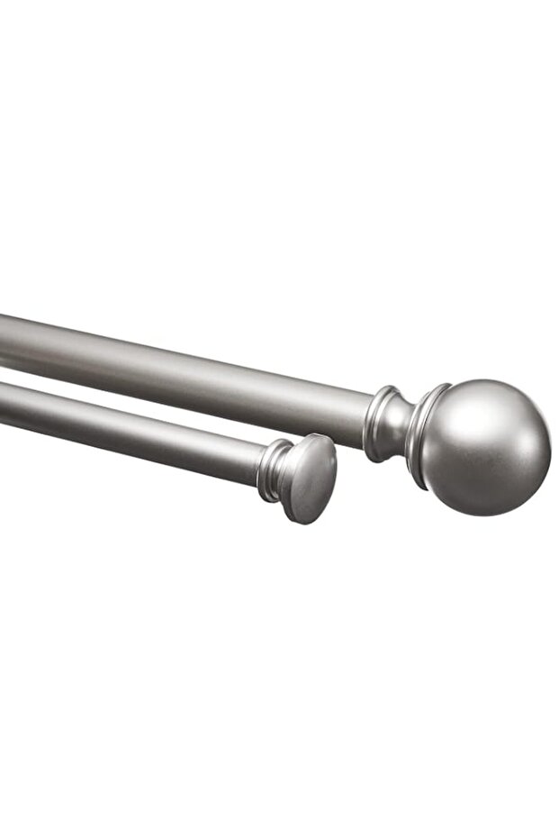 Basics 2.54 CM Double Extendable Curtain Rods with Round Finials Set, 1.83 - 3.66 M, Nickel