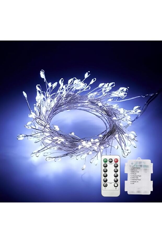2Pack Battery Fairy Lights with Remote Control, 9.8ft/3M 100 LED White Firecracker Lights, 8 Modes, Waterproof Copper Wire String Lights for Bedroom, Wedding, DIY, Garden Decor