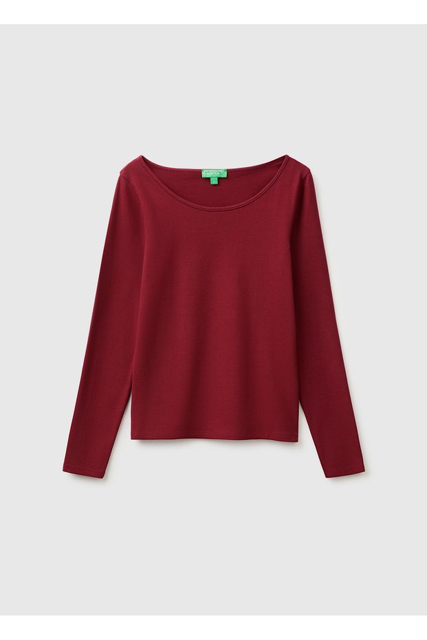 Women's Plum Cotton Blend Slim Fit Long Sleeve T-Shirt
