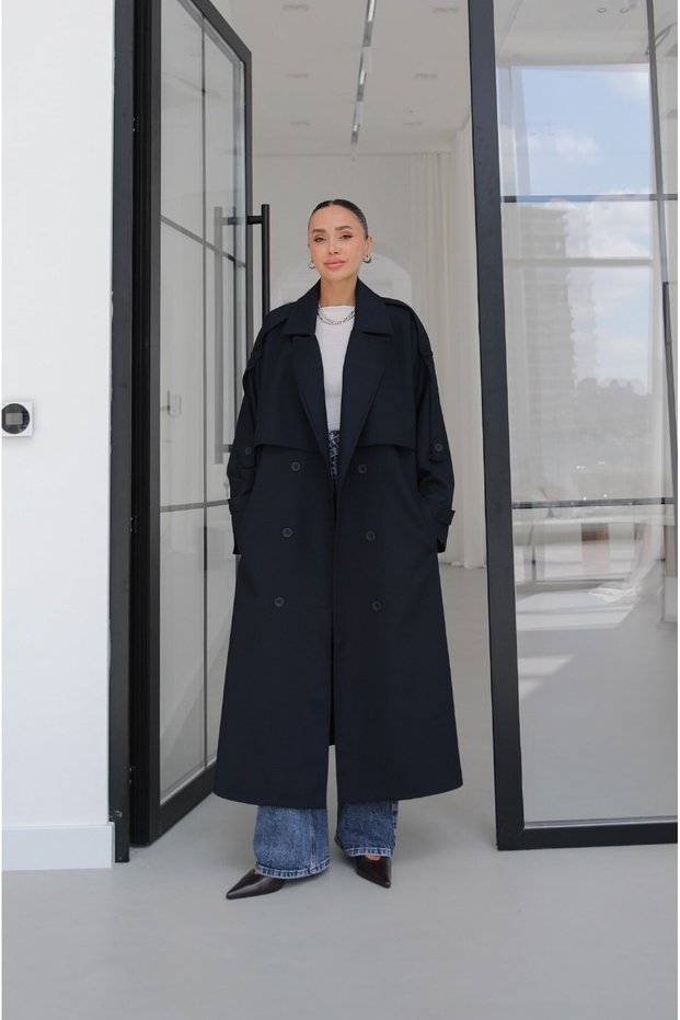 Navy Blue Premio Lined Trench Coat
