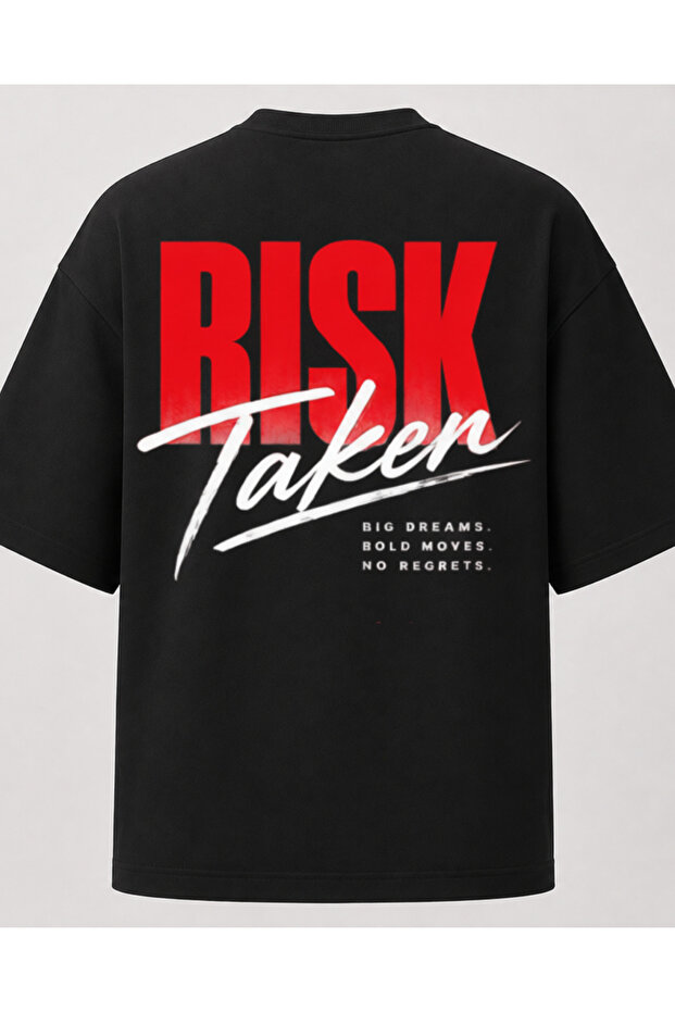 تي شيرت Risk Taker كبير الحجم - ملابس الشارع المطبوعة بالشعار