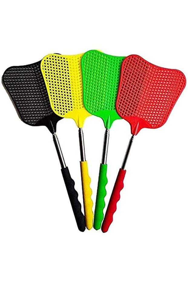 X spring Fly Swatters Plastic, 4 PCS Telescopic Extendable Retractable Set, Heavy Duty Durable with Large Paddle and Non-Slip Handle, for Indoor Outdoor Home Office Kitchen Camping Fishing Use