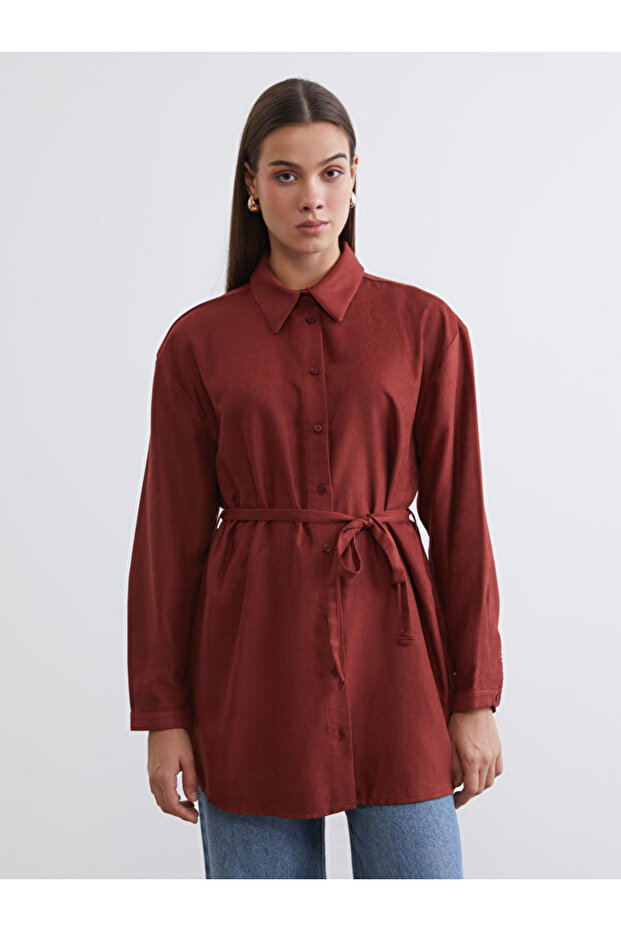 Esvab • Modern & Distinctive Women's Suede Look Shirt Tunic