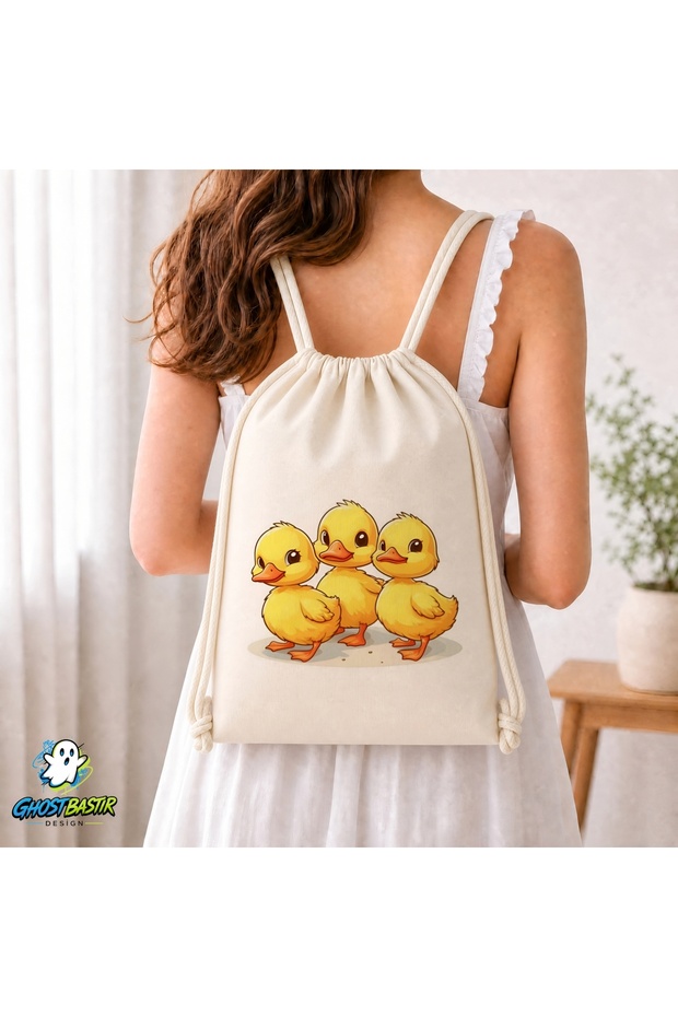 Ducklings Drawstring Linen Bag C213