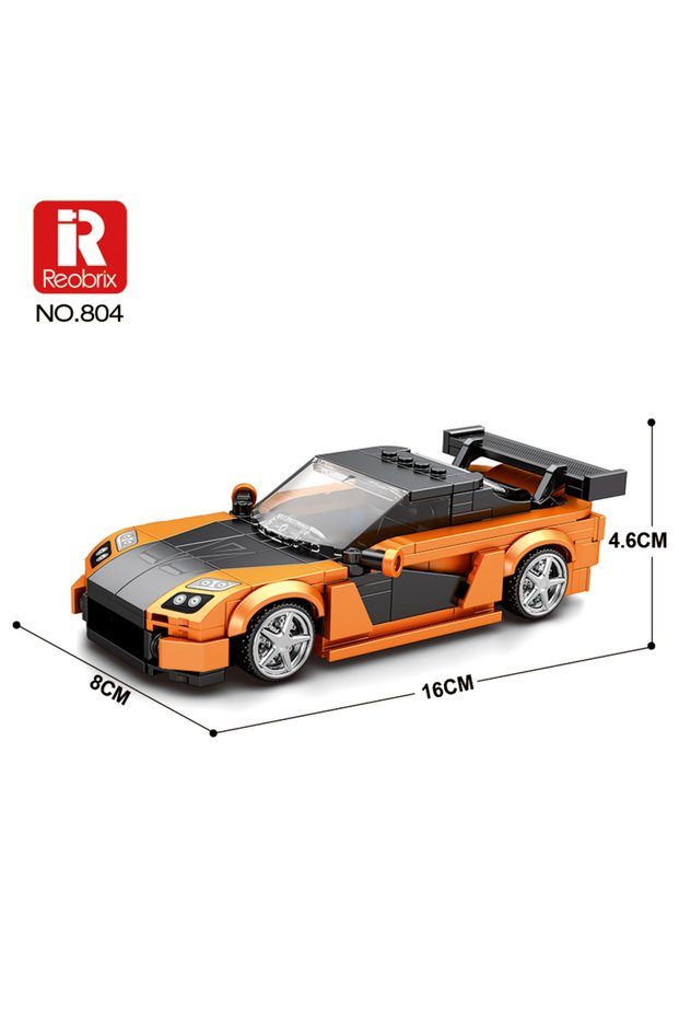 No Box 382PCS Orange Sports Car Building Block Creative City Vehicle Classic Car Model Bricks Deskto
