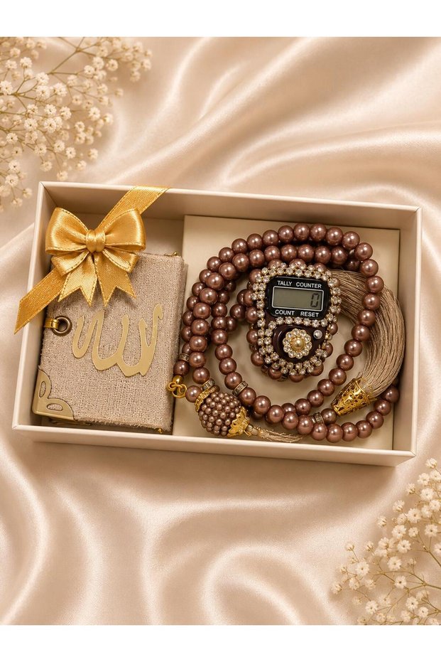 Pearl Prayer Beads, Zikirmatik and Mini Quran Set