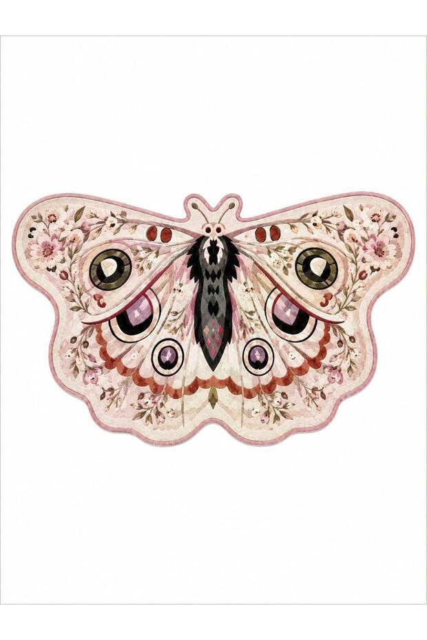 Eta Butterfly Patterned Modern Woven Base Decorative Carpet Eta4110