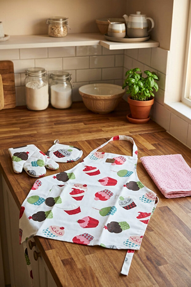 Professional Home Type 4-Piece Kitchen Apron Set Waterproof Chef Apron Waterproof Cotton Cook Apron, Oven Mitt, Potholder and Towel Set