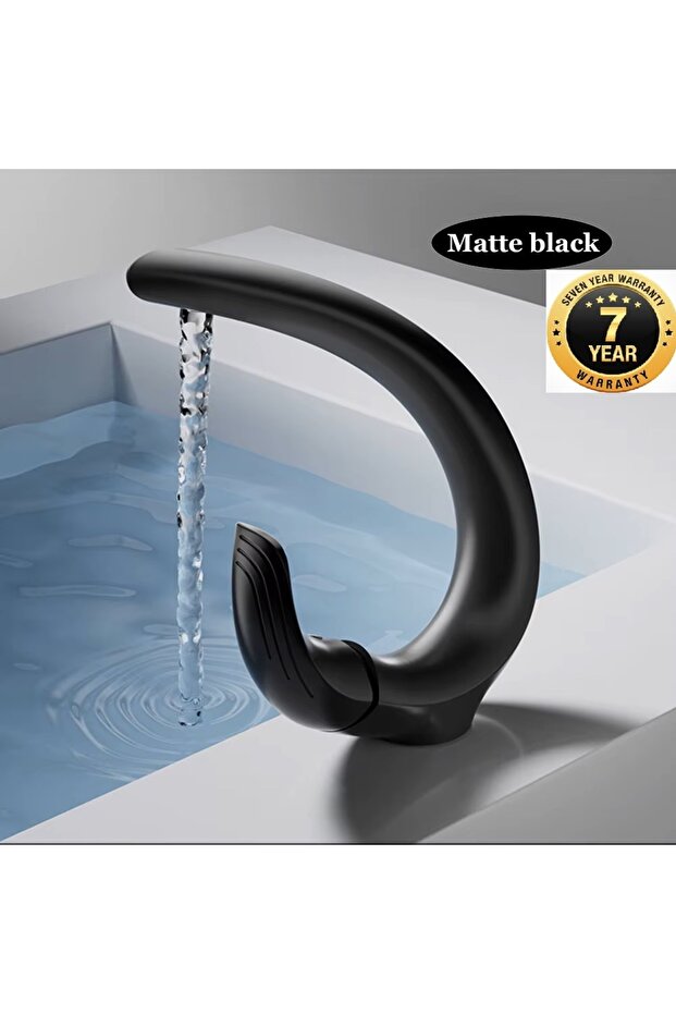 Bathroom Sink Faucet Waterfall New Modern Design Matte Black Color Imported with 7 Years Warranty
