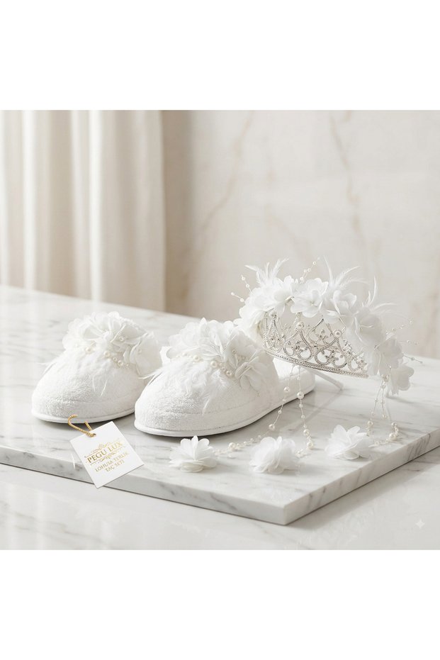 Pregnancy Period Slippers Crown Set, Handmade, Special Design, Bride, Bow, Maternity, Pregnant..