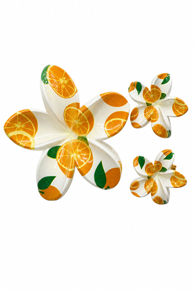 Summer Orange Slice Flower Design White Bijoux Earring Set Special for Women