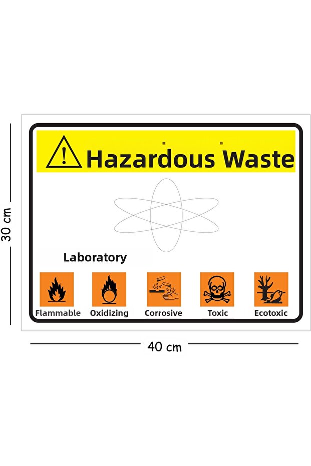 Metal Hazardous Waste Laboratory 30X40 cm A3 Warning Work Safety Sign