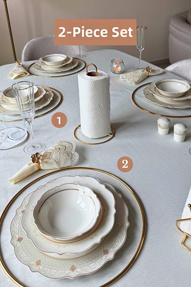 Set of 2 Shiny Gold 6-Piece Supla Vertical Paper Towel Holder Kitchen Set