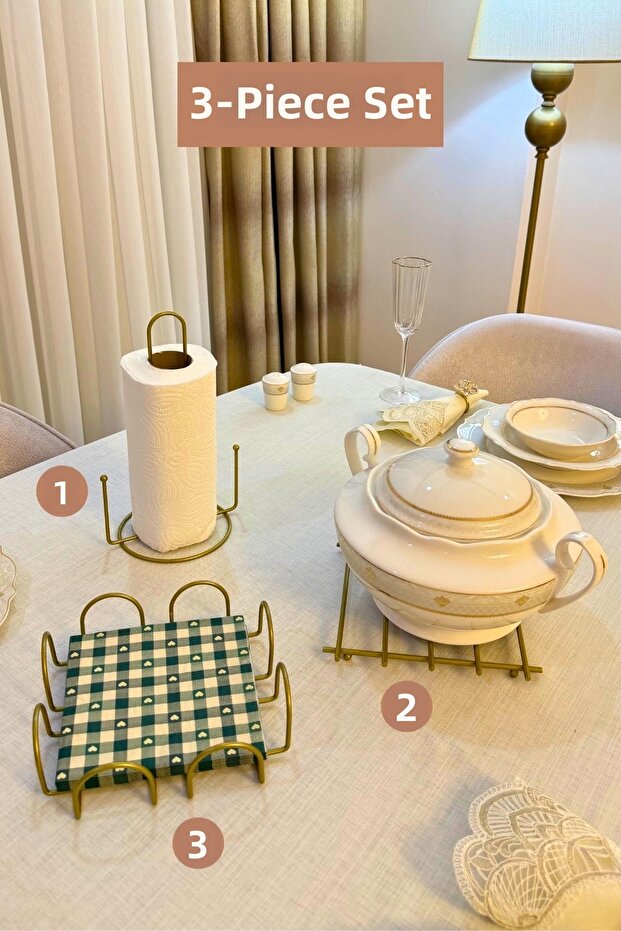 Set of 3 Matte Gold Square Napkin Holder Vertical Paper Towel Holder Napkin Holder Kitchen Set