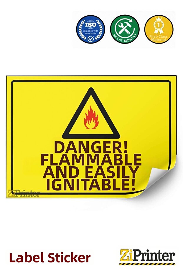 Danger! It Is Flammable and Easy to Catch Fire! Isg Warning Sign Sticker 35X50 cm