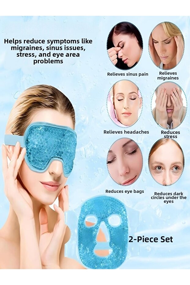 2-Pack Mask Set Hot/Cold Application Face and Eye Mask Mask for Headaches, Eye Strain, Stress